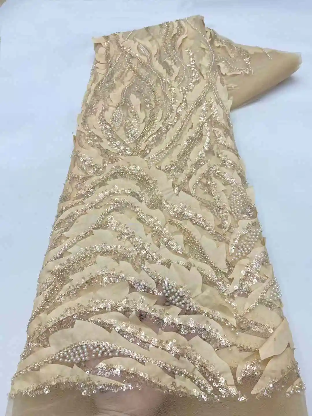 Элегантный африканский 3d тюль с блестками вышивка бисером высокое качество