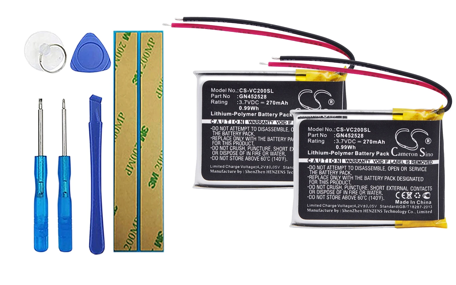 

2pack 270mA Battery for Voice Caddie VC200, VC200 Voice GN452528