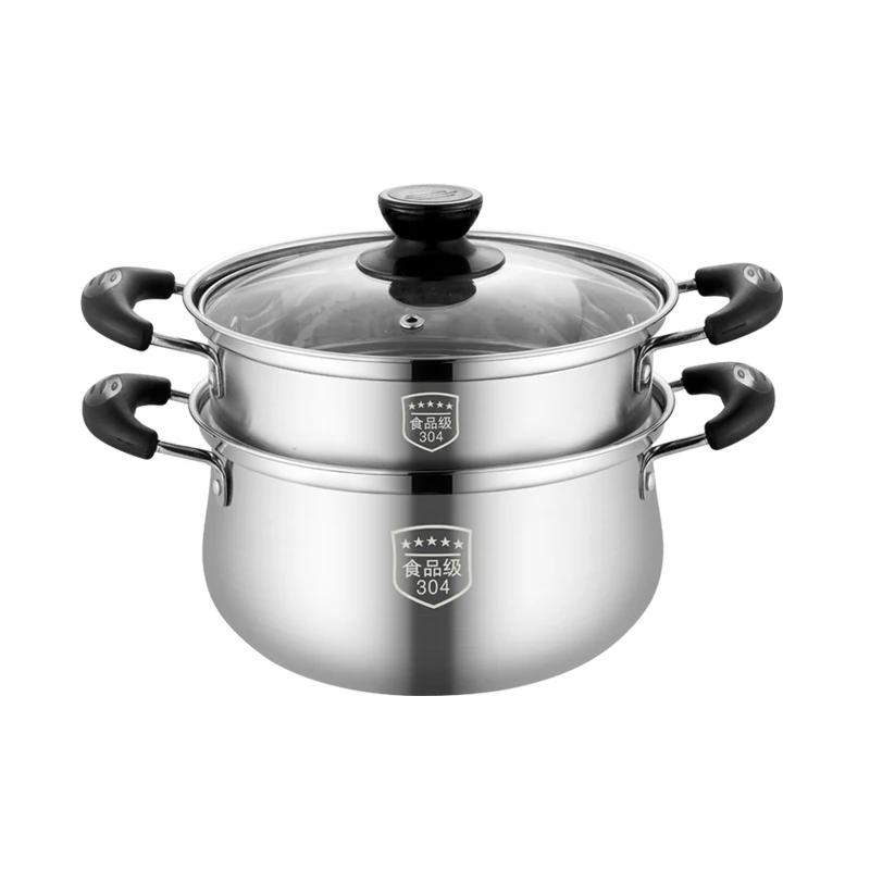 304 Thick Stainless Steel Soup Pot Household Porridge Pot Soup Pot Non-Stick Hot Pot Milk Pot Baby Food Pot Steamer