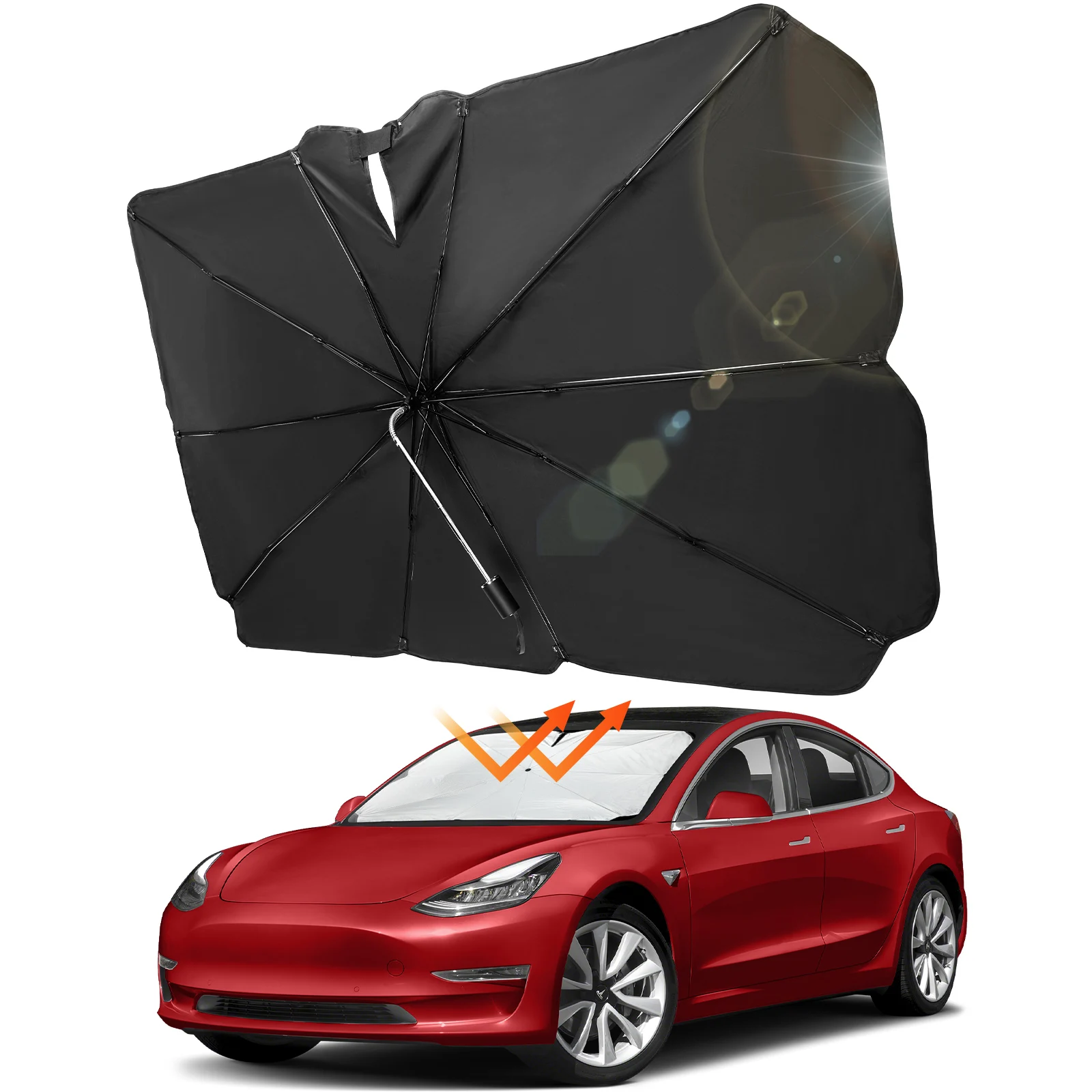 

Car SunShade Windshield Bendable Umbrella For Tesla Model 3 & Y 360° Rotation Foldable Window UV Protection Interior Accessories