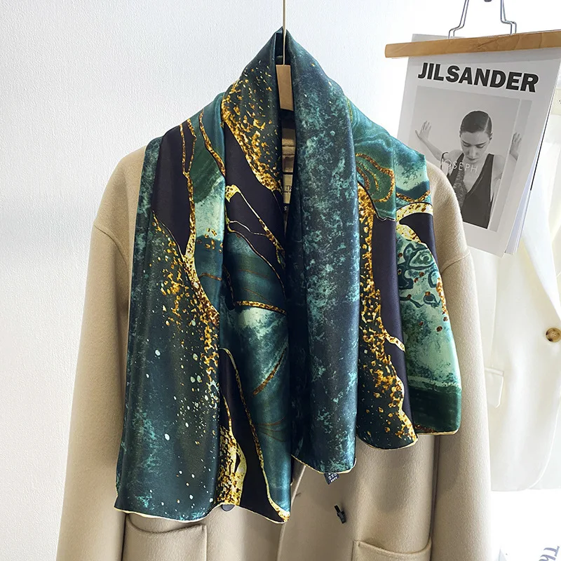 Женская шаль из натурального шёлка с позолотой 2022 см |