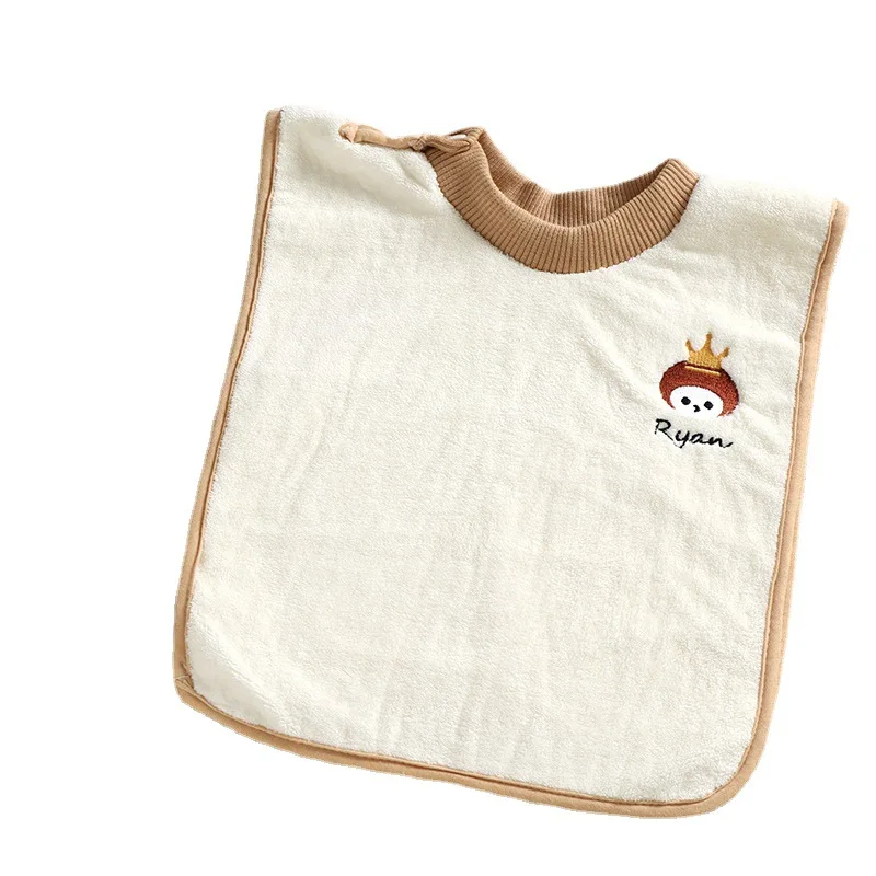 

Toddler Bib Coral Fleece Baby Saliva Towel Kindergarten Eating Bibs Waterproof Children Brush Teeth Wash Face Towel