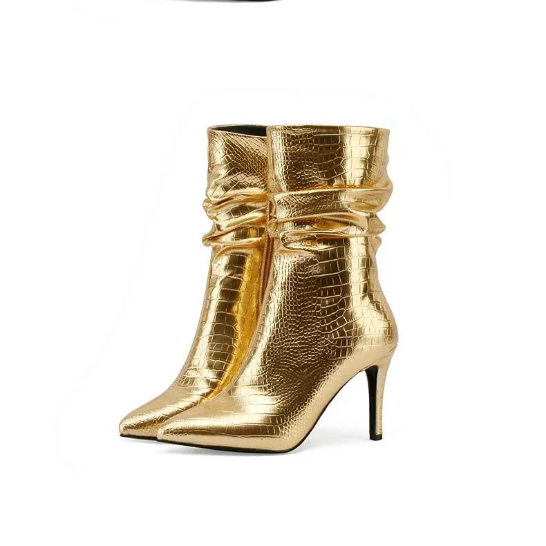 Сексуальные плиссированные ботильоны Челси в стиле ретро с узором аллигатора