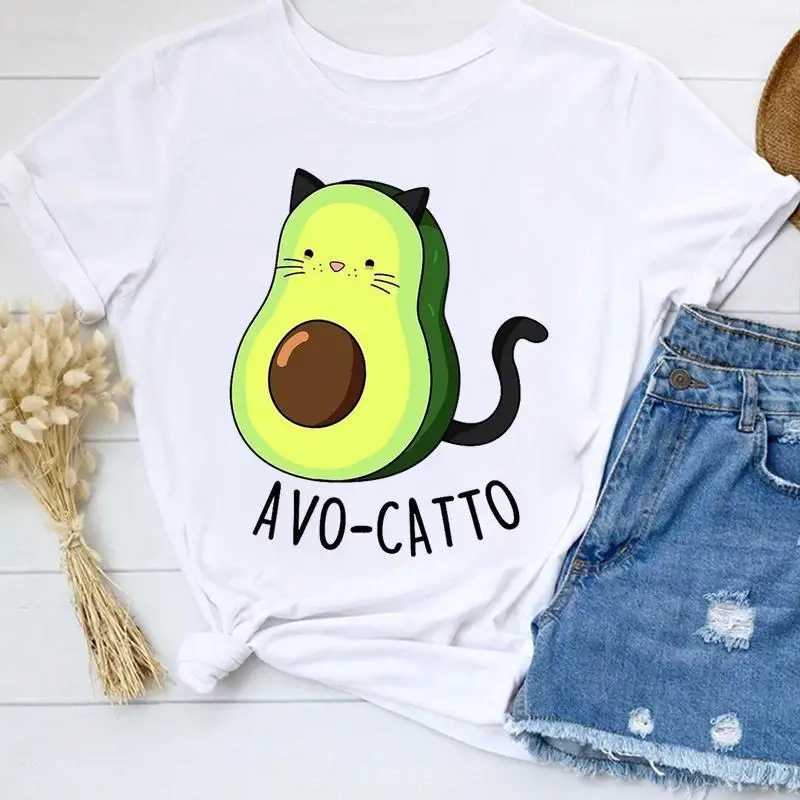 

Новинка 2022, забавная Милая женская одежда с коротким рукавом и авокадо, модная футболка с графическим рисунком, женская летняя одежда, топ, П...