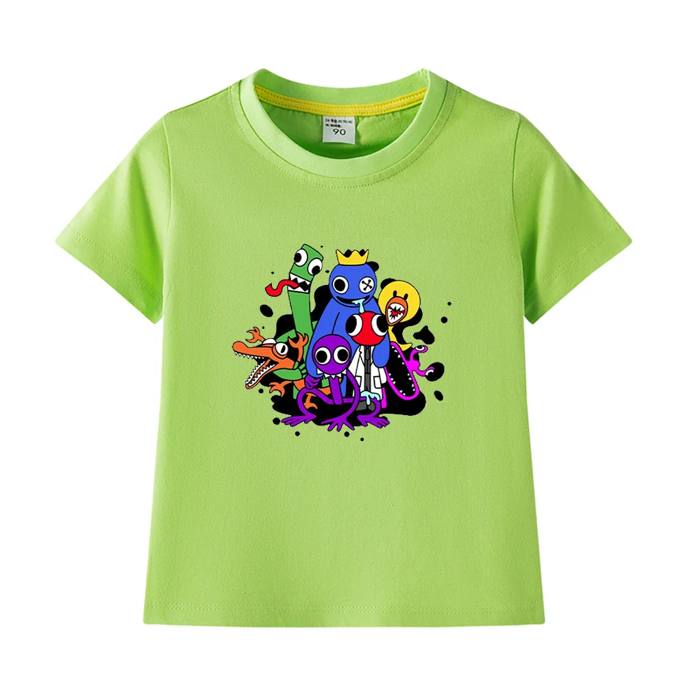 Rainbow Friends Printed Children's Clothing Boys and Girls Pure Cotton Short-sleeved T-shirt Children's Loose Breathable Tops