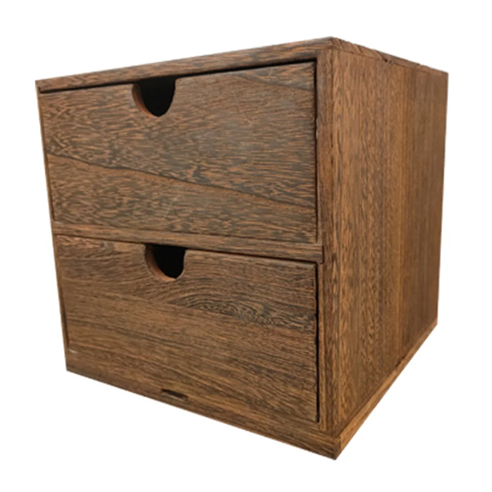 

Wooden Storage Box Desktop Organizer Home Tool Case Stationery Stackable Drawer Office
