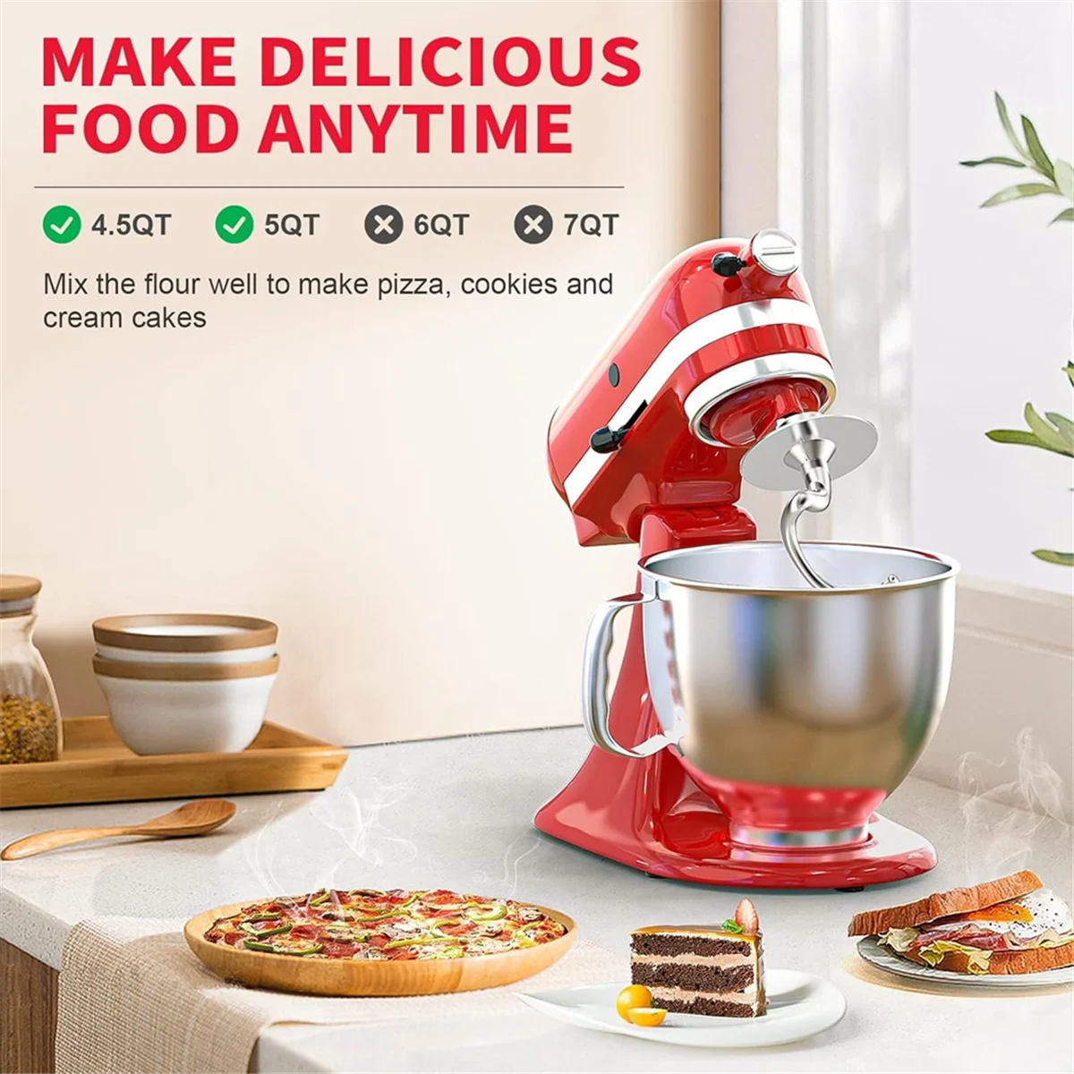 Спиральный крючок для теста из нержавеющей стали миксера KitchenAid подходит 4 5-5 кв.