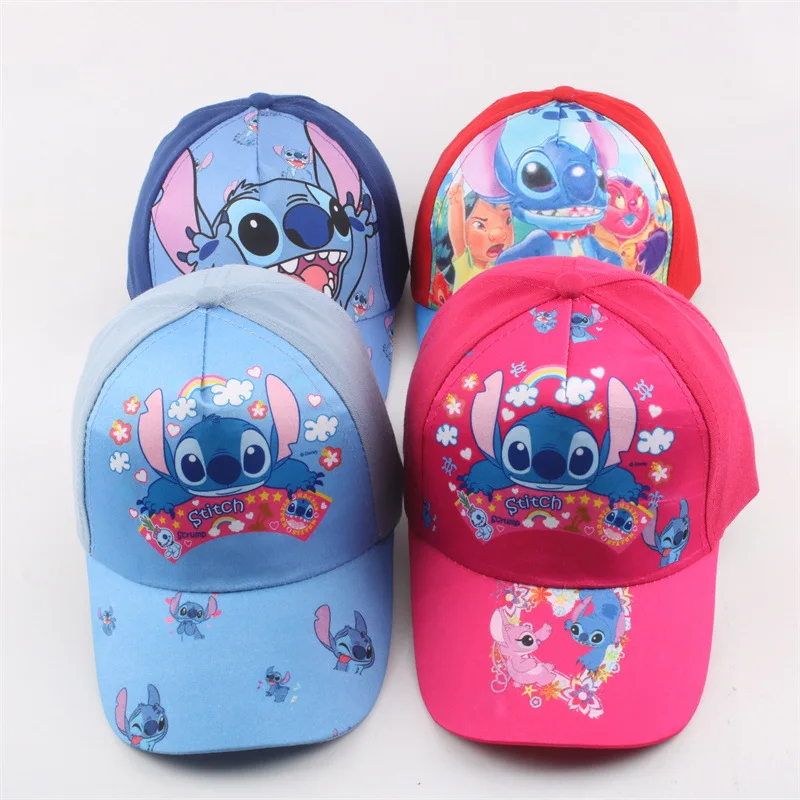 Фото Бейсболка с принтом мультфильма Disney Lilo & Stitch для девочек и мальчиков, бейсболка с защитой от солнца, поликоттоновая кепка с козырьком, подарок на день рождения №1
