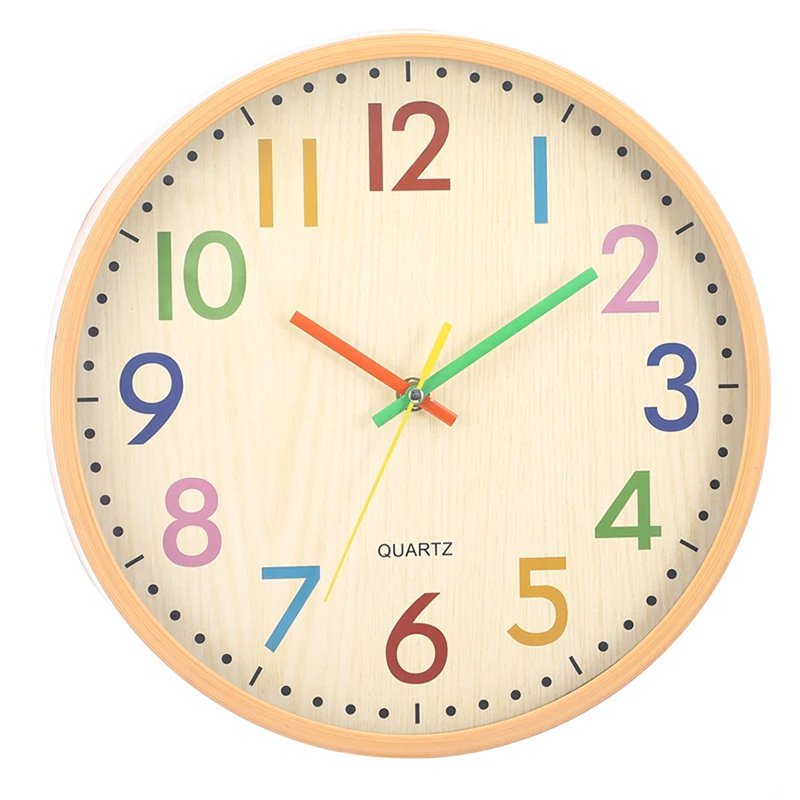 

Silent Kids Wall Clock, 12 Inch Non Ticking Quartz Battery Operated Colorful Decorative Clock for Children Nursery Room Bedroom