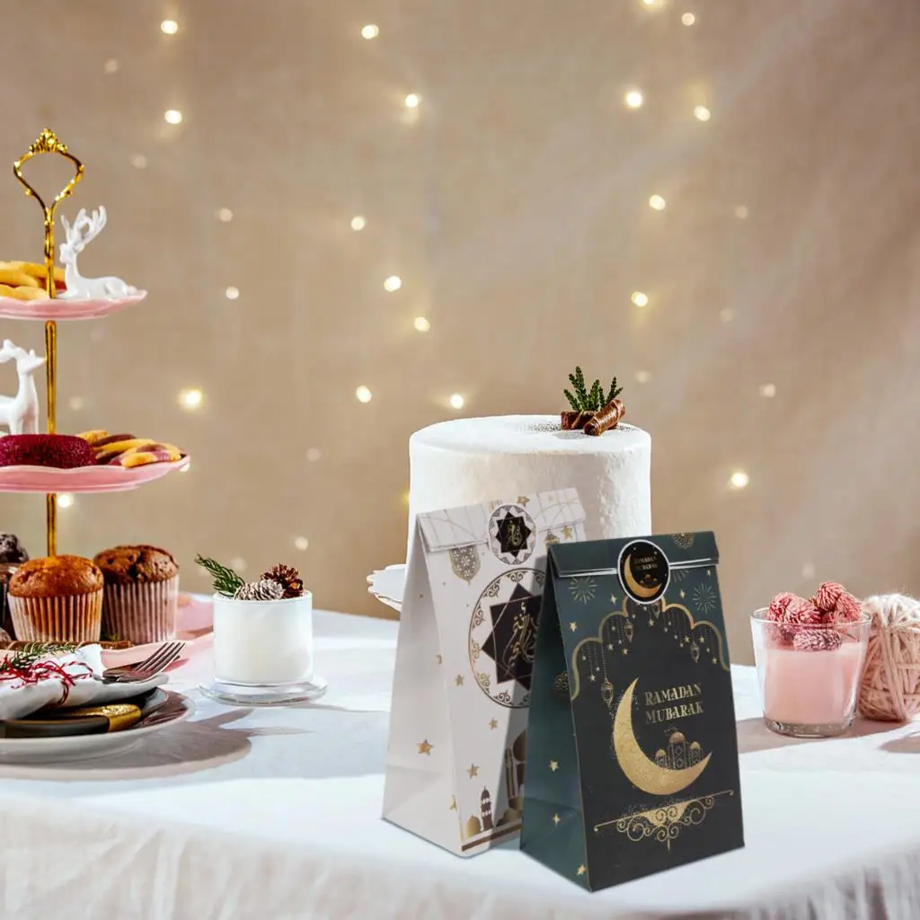 

12 + 18 шт. Eid Mubarak женский подарочный пакет с наклейками Рамадан пакет из крафт-бумаги праздник счастливый Al-Fitr праздничные поставки