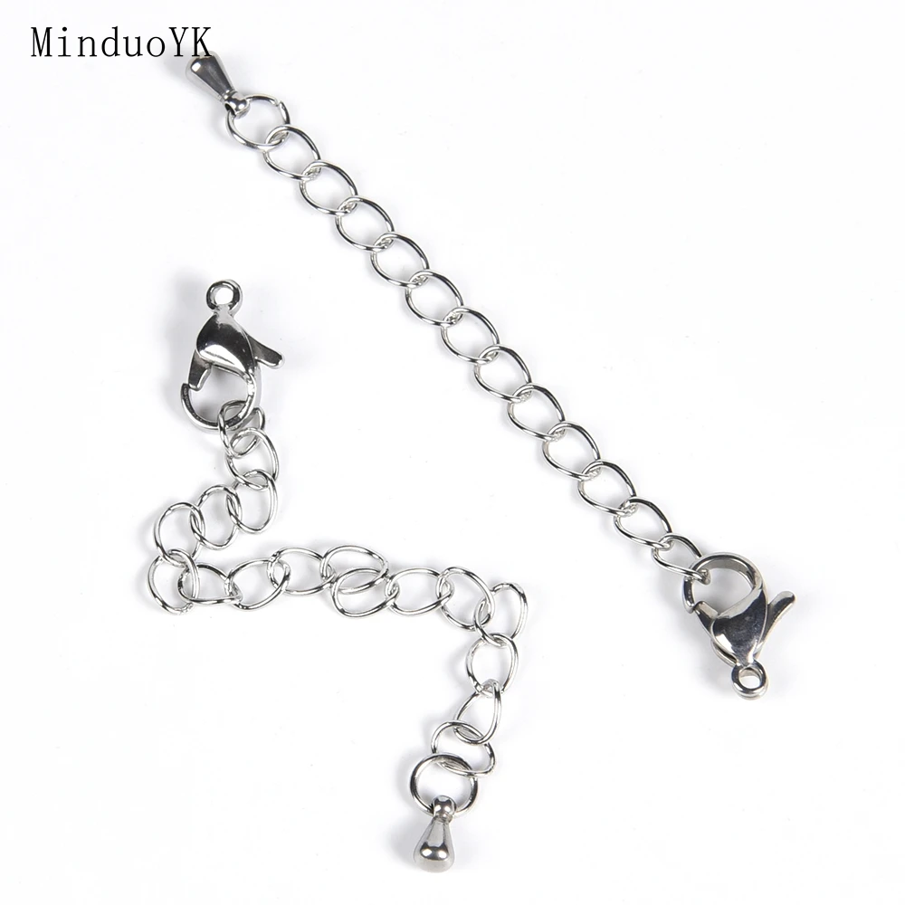 10Pcs/Lot Stainless Steel Extension Tail Chain With Lobster Clasp DIY Bracelet Necklace Extender End Chains For Jewelry Making