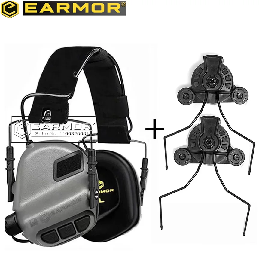 

Earmor M31 Mod3 Overhead Shooting Earmuffs/Military Tactical Headphones & Exfil Rail Adapter Set Electronic Hearing Protection