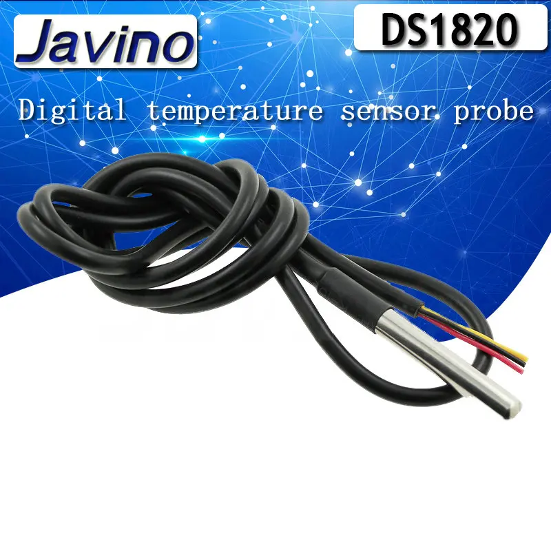 Фото Датчик температуры DS18b20, 1 м, 2 м, 3 м, водонепроницаемый датчик температуры из нержавеющей стали DS1820, модель 18B20 100 см/200 см/300 см №2