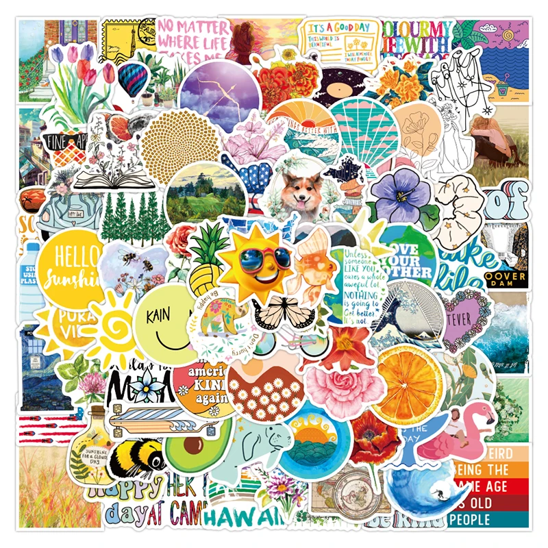 

100PCS Flowers Animal Graffiti Stickers Classic Kids Toys Cartoon Decal Waterproof For DIY Laptop Luggage Skateboard Bike Travel