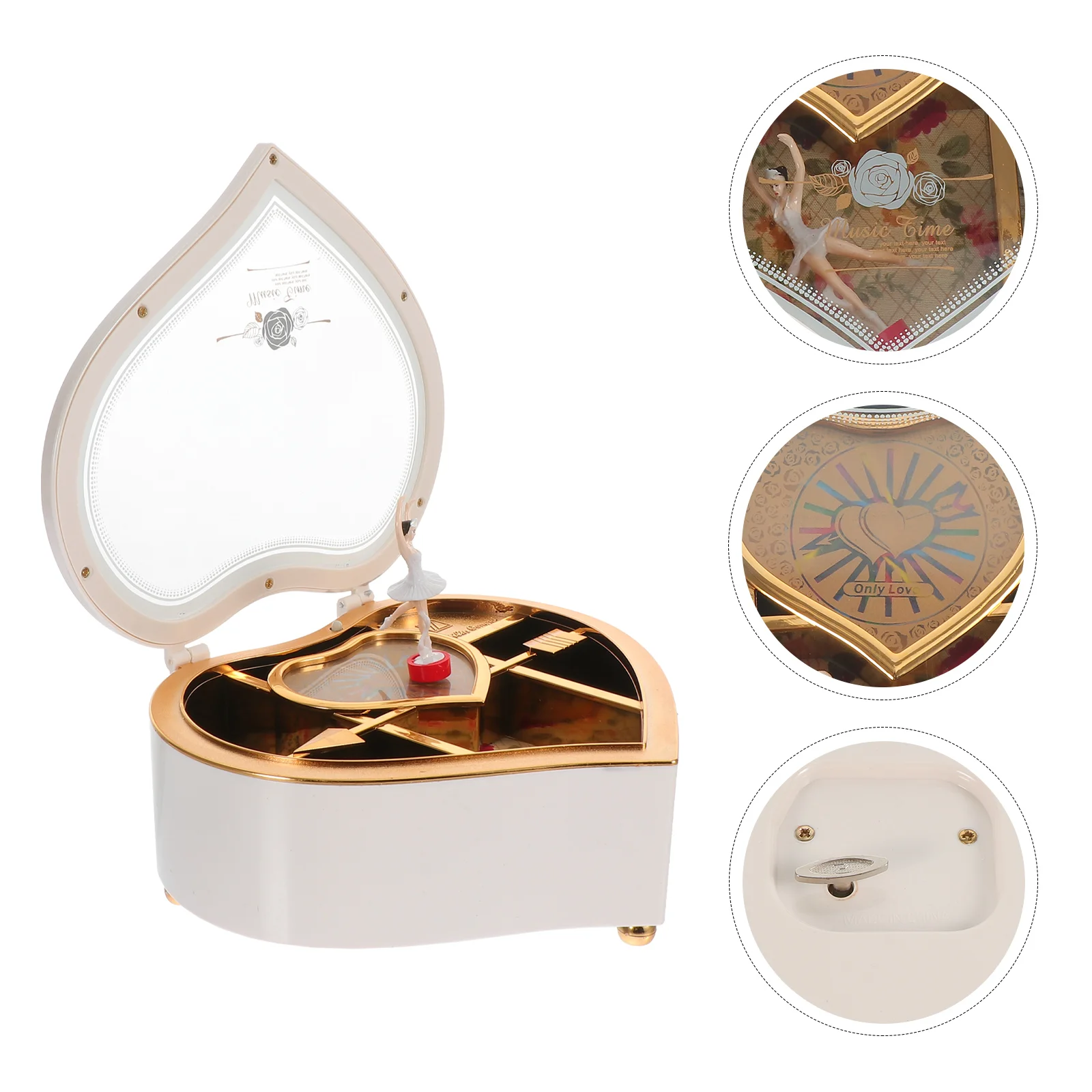 

Вращающаяся музыкальная шкатулка в форме сердца для танцующей девочки, Настольная декоративная шкатулка для ювелирных изделий