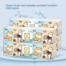 20 Packs Cartoon Handkerchief Paper Small Package of Cute Three-layer Portable Napkins Can Be Wet Water Facial Tissues Napkins