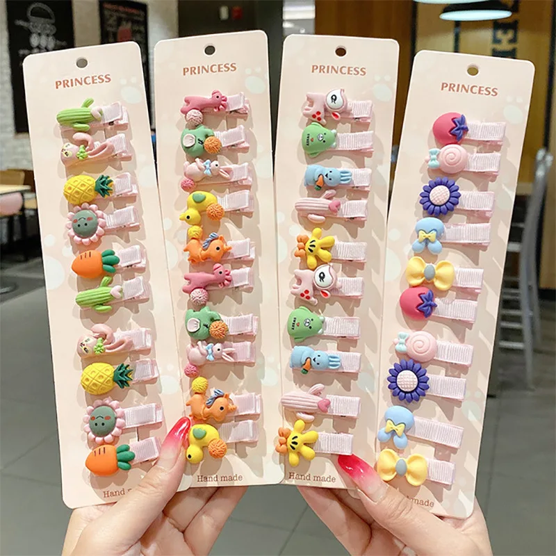 

10Pcs/set Cute Baby Hair Clips Sweet Girls Hair Pins Children Flower Barrettes Princess Headwear Kids Hair Accessories