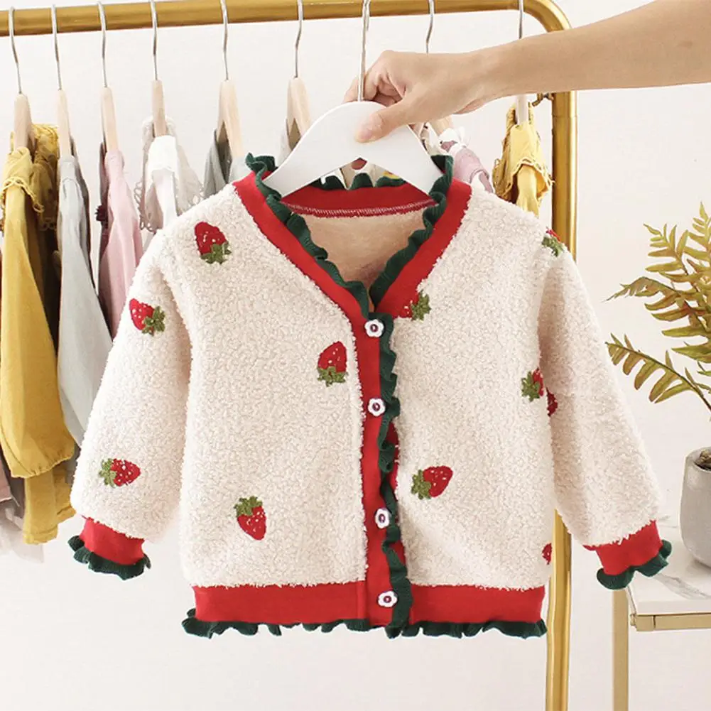 

Korean Baby Girl Kids Coat Warm Cardigan Lovely Cotton Leisure Daily Western Style Princess Coat Printing Sweet Clothes