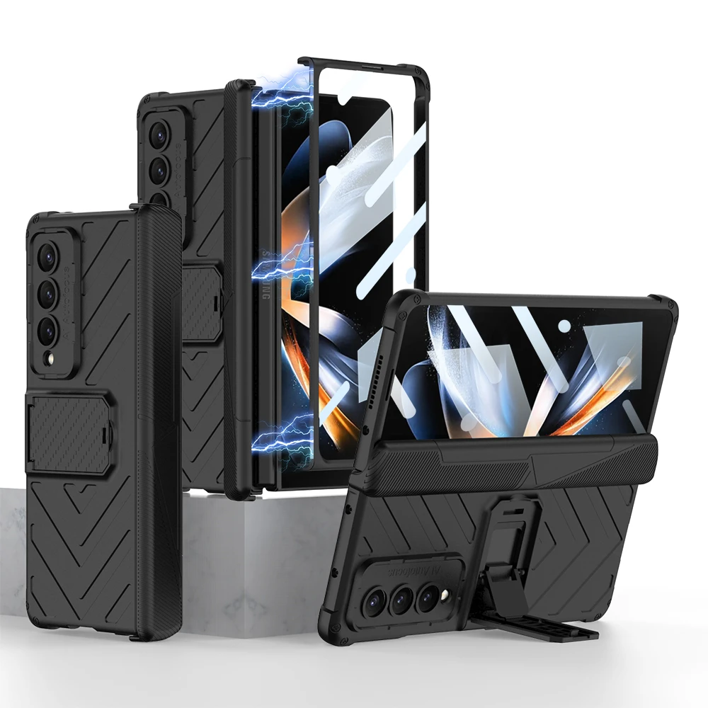 

Magnetic Hinge Pen Holder Case For Samsung Galaxy Z Fold 4 3 5G Cover Camera Screen Protection Shockproof Phone Case Coque Funda