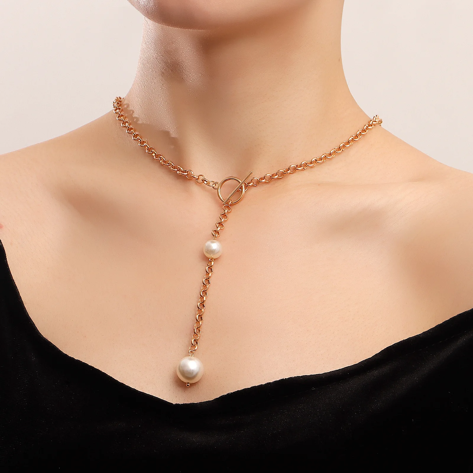 

Fashion Pearl Tassel Pandants Necklace For Women Elegant OT Buckle Necklaces Boho Summer Trend Accessories Drop Shipping