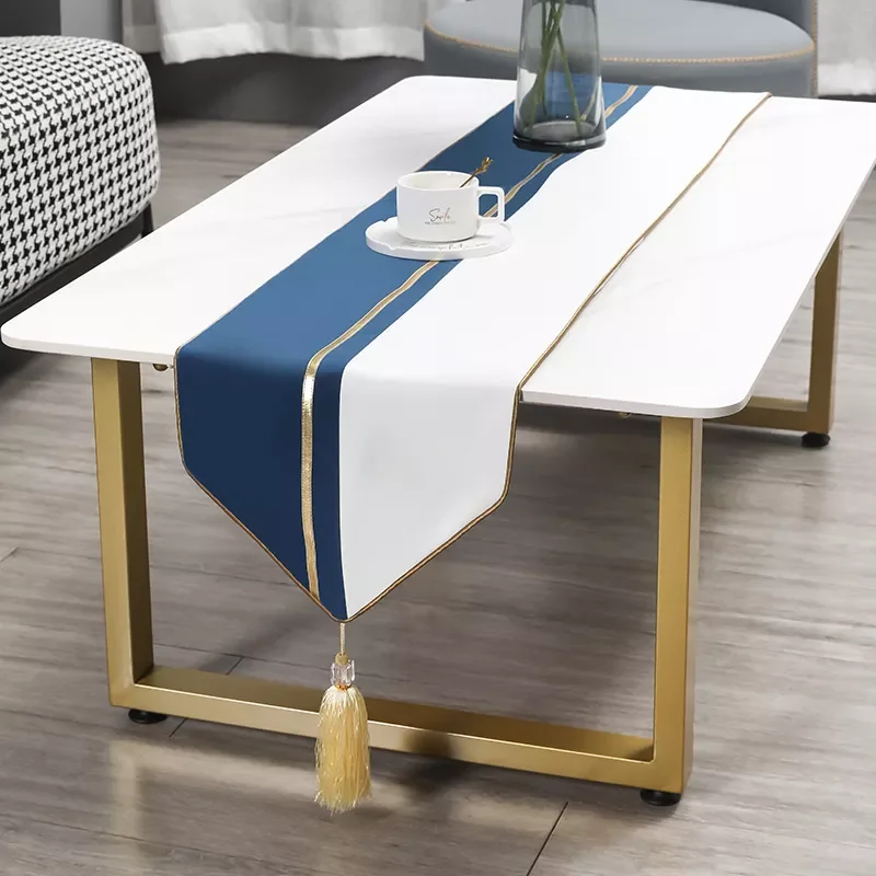 

Luxury Modern Patchwork Table Runners Table Decor Tablecloth Wedding Party Decorative Home Coffee Tablecloth with Tassels