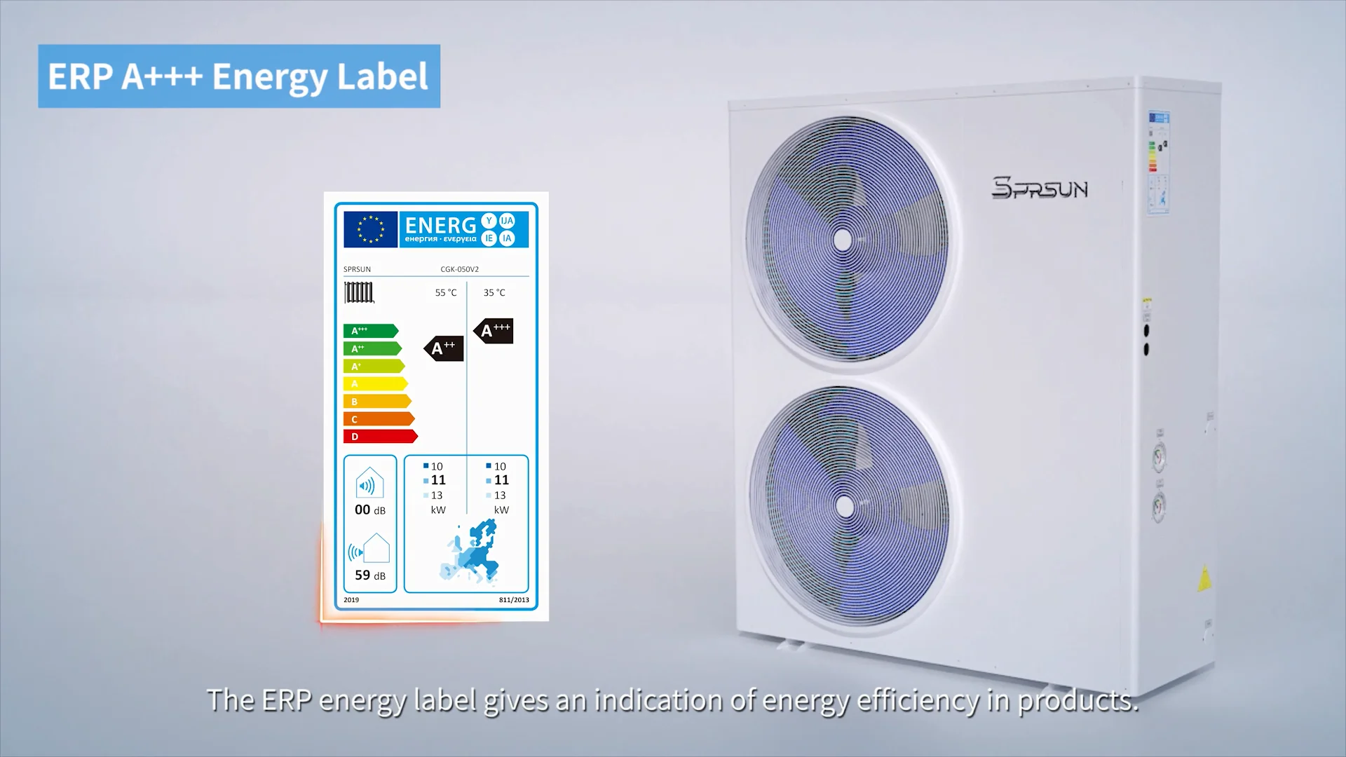 

SPRSUN A+++ ERP air to water heat pump high cop heating cooling heat pump water heater