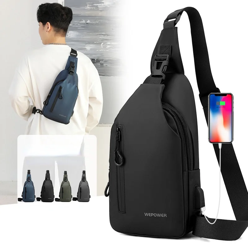 

Chest Crossbody Locomotive Bag Men's Water-repellent Large-capacity Bag Korean Messenger Leisure Trendy Bag One-shoulder Bag New