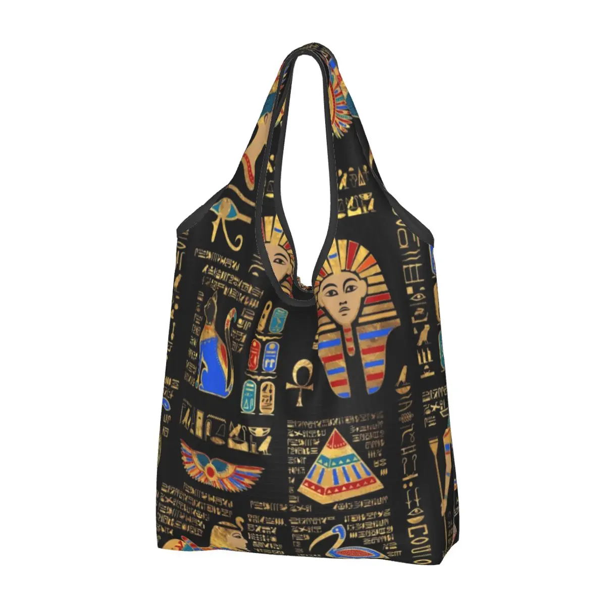 

Egyptian Hieroglyphs And Deities Grocery Shopping Tote Bags Women Cute Ancient Egypt Art Shopper Shoulder Bags Big Handbag