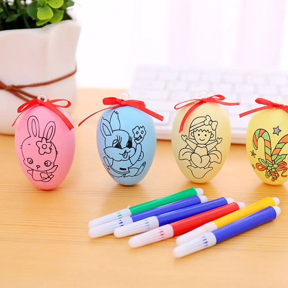 

Kids Favors Home Decor Cartoon Festival Ornaments Hand painted Coloring Eggs Easter Egg Learning Toy DIY Crafts