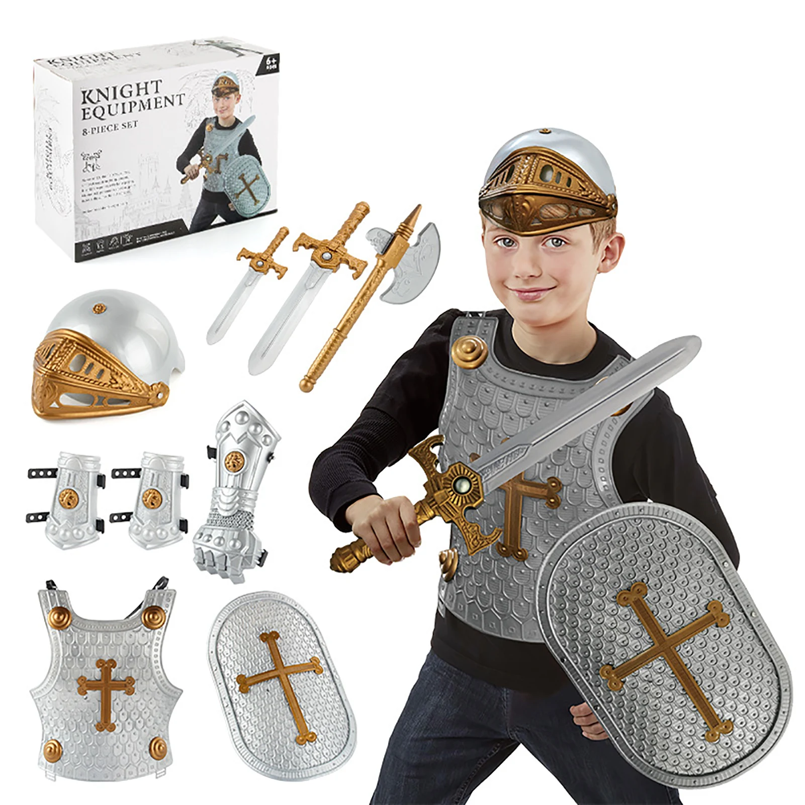 

Kids Knight Costume Knight Costume For Boys Adjustable Knight Armor Medieval Shield And Helmet Playset Complete Medieval Knight