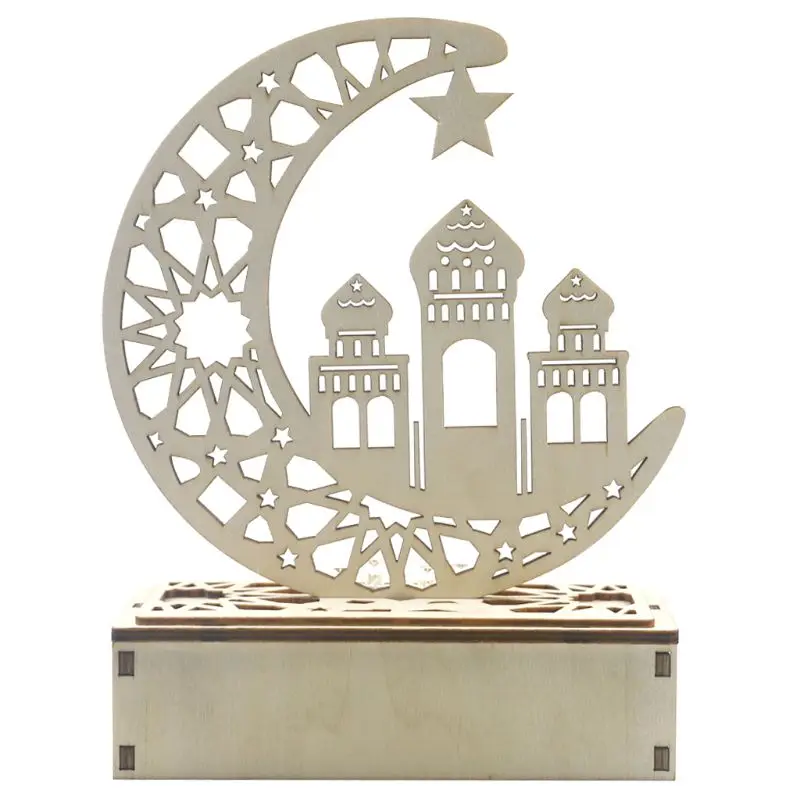 

Рамадан Ид Мубарак украшение дома луна замок светодиодный свет деревянный орнамент DIY ислам мусульманские вечерние поставки