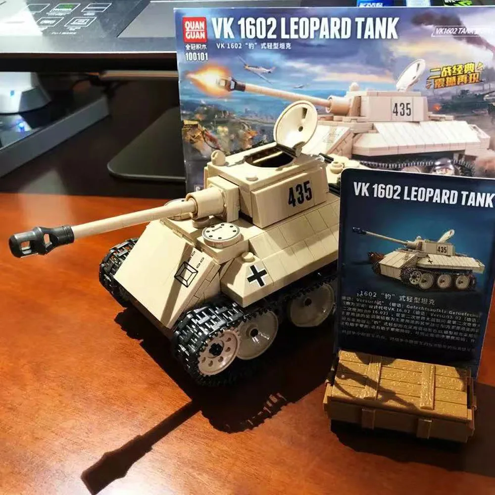 BZDA WW2 VK 1602 Leopard Tank Military Model Blocks Military Series WW2 Tank Soldier Arme Building Blocks Kids Toys Christmas images - 6