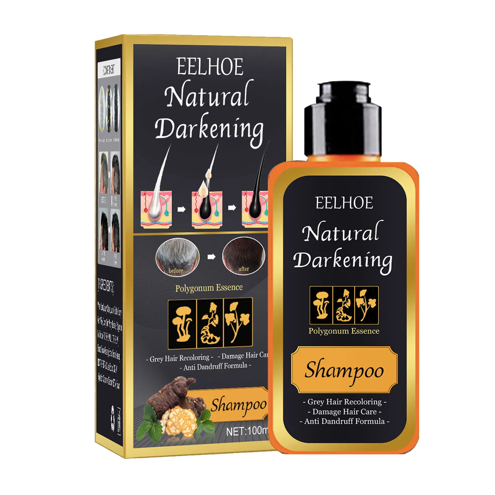 

100ml Polygonum Shampoo Oil Control Shampoo Volumizing Moisturizing Anti-dandruff Hair Care For Grey Hair