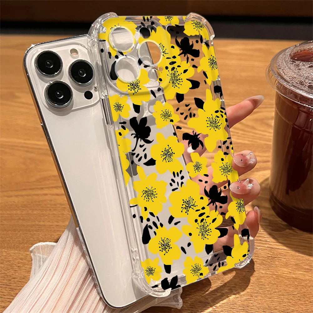 Чехол для телефона с цветами для IPhone 13 14 ProMax XR XS Max 7 8 Plus SE, жесткий противоударный чехол для IPhone 12 11, прозрачный чехол