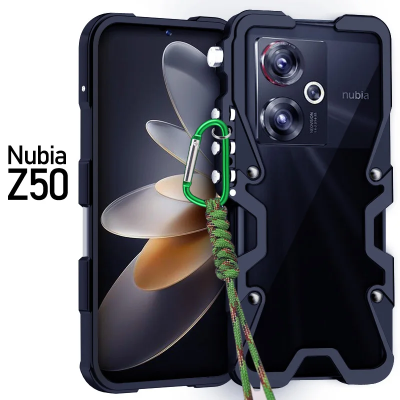 Фото Роскошный металлический алюминиевый бампер Zimon для телефона ZTE Nubia Z50 Z40 Pro, механический чехол ручной работы с изображением черепа №3