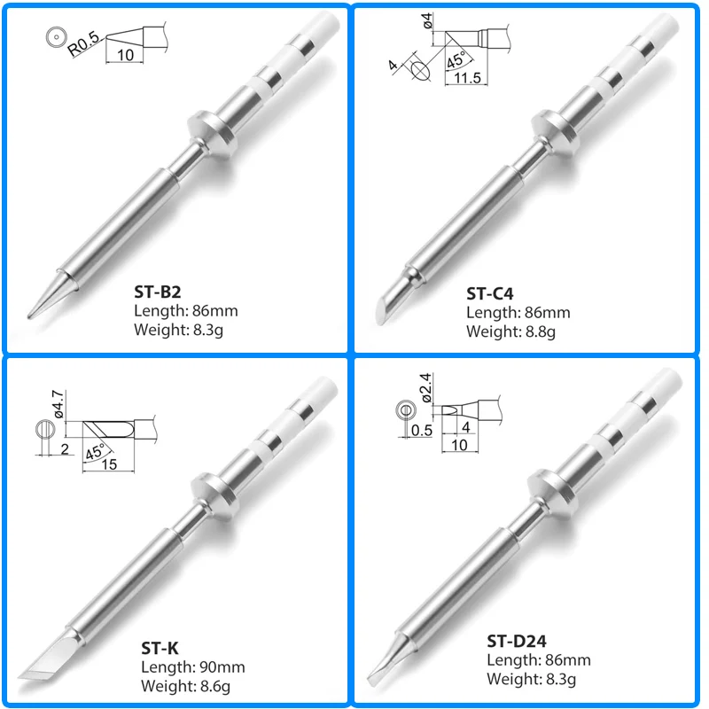 Мини-контейль Micro короткие наконечники ST-I/BC2/KU/J02/B2/C4/D24/K Замена для паяльника Pine64 Pinecil TS100 TS101 T85 PTS200