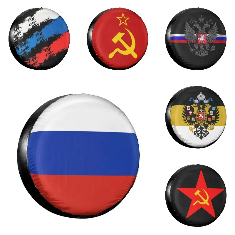 

Чехол-сумка с флагом России для запасных шин для Jeep Honda, патриотические пыленепроницаемые Чехлы для автомобильных колес, автомобильные чехлы