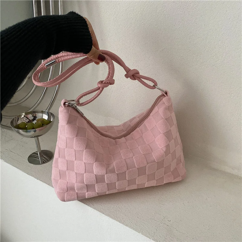 

Women Handbags Casual Hand Bag Woman Fashion Simple 2023 Summer New Single Shoulder Messenger Small Square Plaid Solid Girls