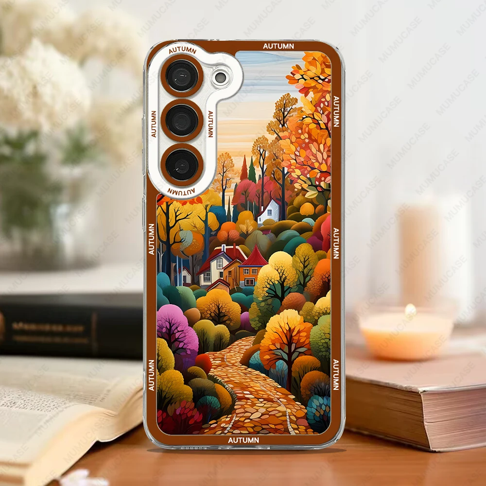 Чехол для телефона с осенним пейзажем Samsung Galaxy S20 S21 S22 S23 S24 FE Plus Ultra A54 A53 A52 A34 5G чехол
