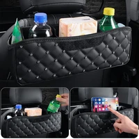 luxury car seat back organizer pu leather rear row storage bag with hook phoneumbrellatissue holder car interior accessories