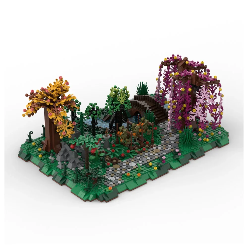 Игровая сцена MOC Druids Groves Модель Строительные блоки Monster Worlds Лесной модульный сад с