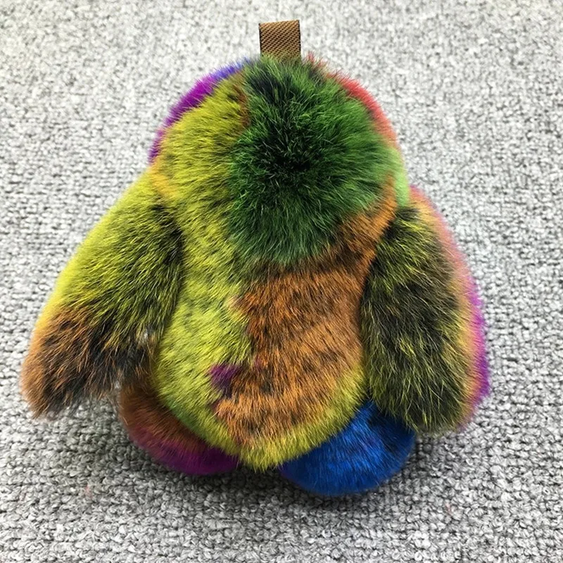 Брелок для ключей из натурального меха кролика с помпоном | Украшения и