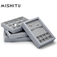 mishitu pu leather microfiber gray jewelry storage box jewelry necklace pendant bracelet storage display box dresser storage
