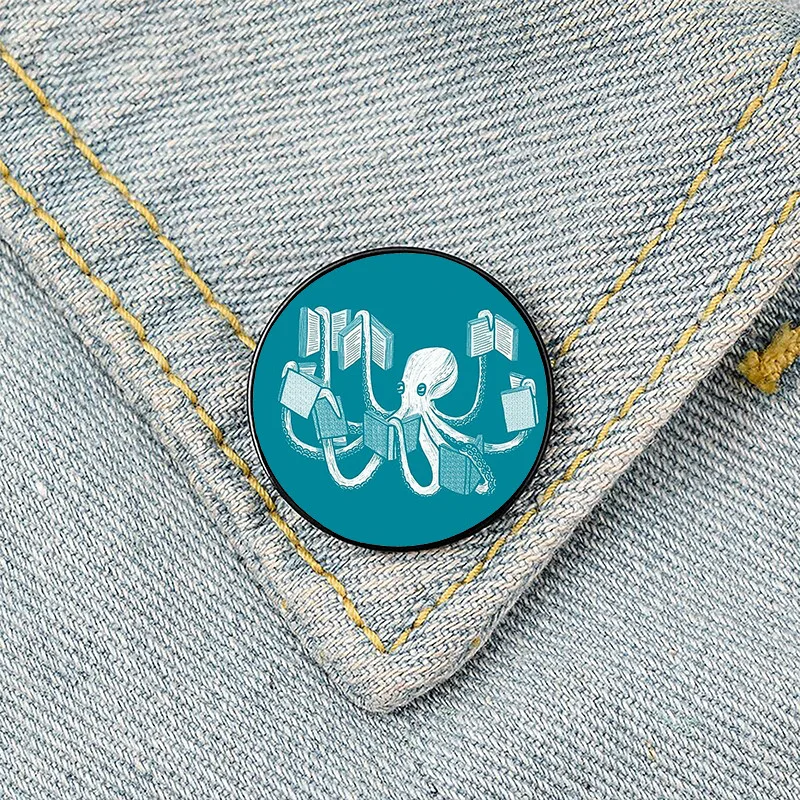 

Knowledge Octopus Printed Pin Custom Funny Brooches Shirt Lapel Bag Cute Badge Cartoon Cute Jewelry Gift for Lover Girl Friends