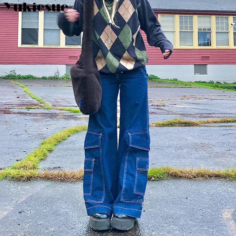 

Женские джинсы с завышенной талией, широкие мешковатые брюки-Капри из денима, брюки-карго, весна 2022