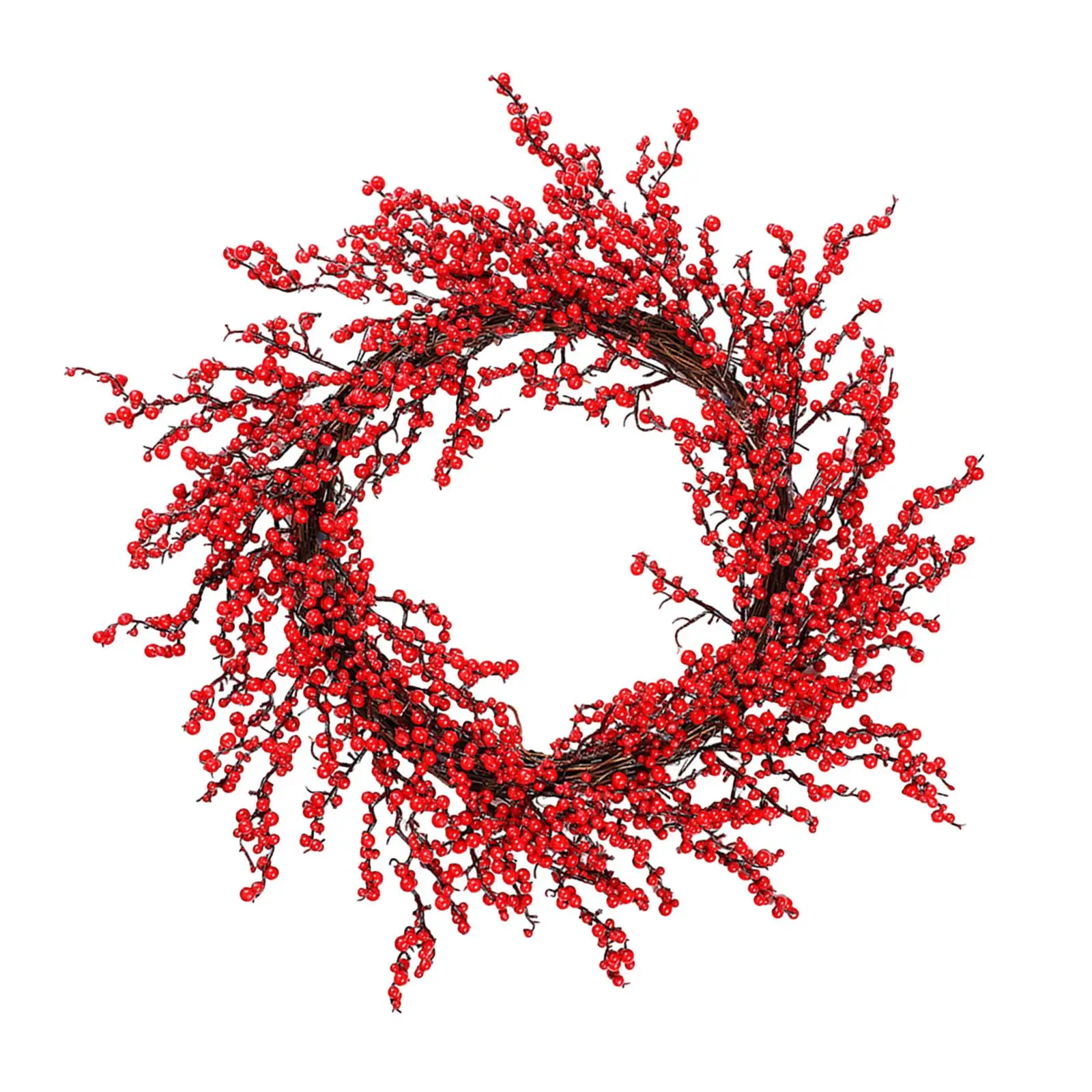 

Christmas Wreath Realistic Decorative Decorated with Red Berries Artificial Wreath for Window House Festival Holiday Party