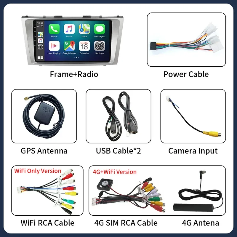 Android 16 Carplay автомобильное радио мультимедиа для Toyota Camry 7 XV 40 50 2006-2011 навигационное видео DVD авторадио стерео 2din 4G + BT (art.: 3920d4b4dc7cc) - 3920d4b4dc7cc