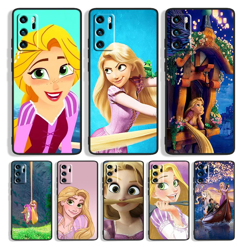 

Tangled Rapunzel Phone Case For Huawei P10 P20 P30 P40 P50 lite Pro lite E P Smart 2019 Z 2021 2020 Black Funda Cover Soft Back