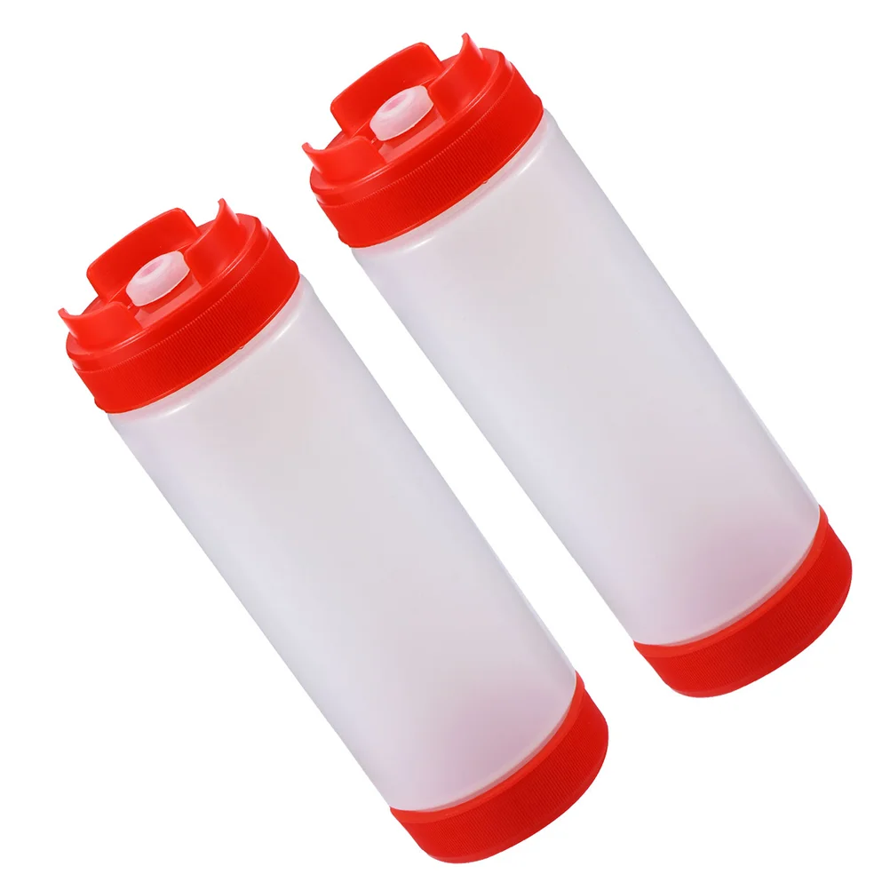 

2pcs Double-headed Sauce Squeeze Bottles Condiment Containers Kitchen Gadgets (Red)