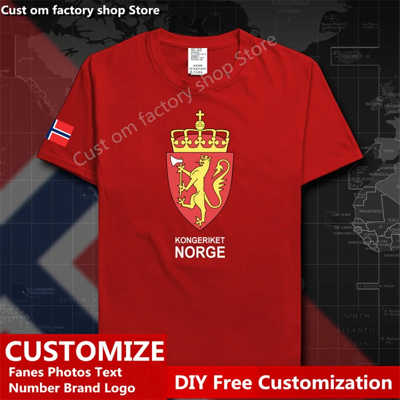 Норвежская хлопковая Футболка Norge изготовленная на заказ футболка для фанатов с